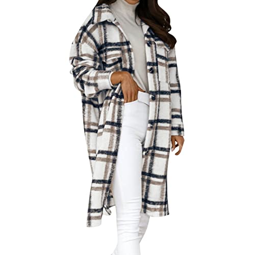 Bastwahl Wollmantel Damen Lang Kariert Stehkragen Winter - Trenchcoat Lässige Revers Vintage Jacke Plus Größe Tartan mit Tasche Jacke Wolle Wintermantel Warmer Übergangsjacke Outwear Bastwahl Wollmantel Damen Lang Kariert Stehkragen Winter - Trenchcoat Lässige Revers Vintage Jacke Plus Größe Tartan mit Tasche Jacke Wolle Wintermantel Warmer Übergangsjacke Outwear von Bastwahl