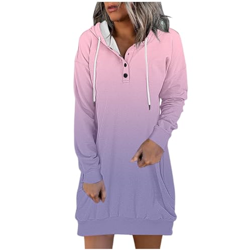 Bastwahl angebot des tages blitzangebot, Langarm Sweatshirts Mit Kapuze Und Taschen Streetwear Print Weihnachtspullover Minikleid Oversized Pullover Kapuzenkleid Kapuzenpullover Lang Kleid Sweatkleid von Bastwahl