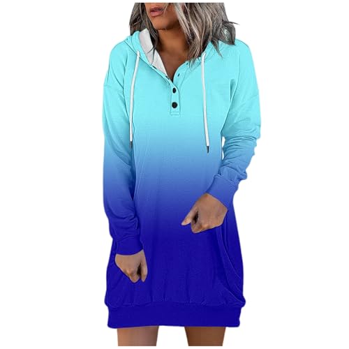 Bastwahl Langarm Sweatshirts Mit Kapuze Und Taschen Streetwear Print Weihnachtspullover Minikleid Oversized Pullover Kapuzenkleid Kapuzenpullover Lang Kleid Sweatkleid von Bastwahl
