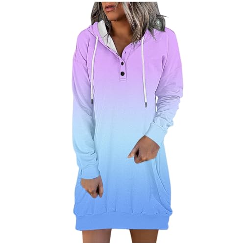 Bastwahl Langarm Sweatshirts Mit Kapuze Und Taschen Streetwear Print Weihnachtspullover Minikleid Oversized Pullover Kapuzenkleid Kapuzenpullover Lang Kleid Sweatkleid von Bastwahl