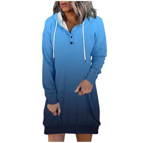 Bastwahl Langarm Sweatshirts Mit Kapuze Und Taschen Streetwear Print Weihnachtspullover Minikleid Oversized Pullover Kapuzenkleid Kapuzenpullover Lang Kleid Sweatkleid von Bastwahl