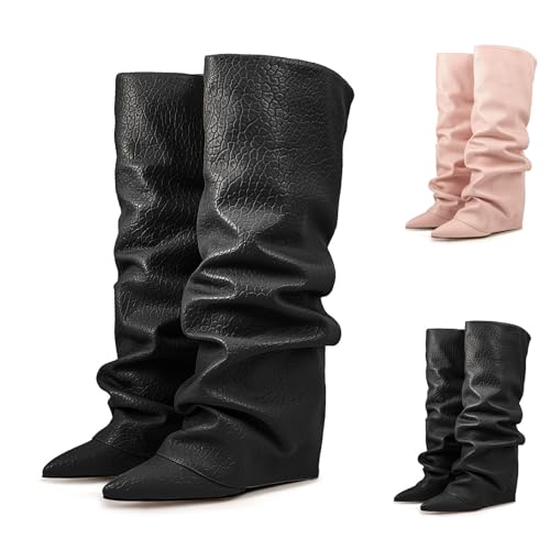 Cowboystiefel Damen Westernstiefel - Cowboy Western Spitz Wildleder Elegante Bequeme Vintage Country Style Stiefeletten Mit Absatz Lässige Ankle Biker Boots für Alltag Festivals Party Stiefe Schwarz von Bastwahl