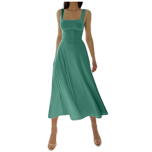 Damen Sommer Langes Kleid Ärmellose Boot Hals Korsett Bustier Einfarbig Midi Kleid Hochzeit Cocktail Nacht Aus Fließendem Vintage Maxi Kleid Party Cute Summer Dress von Bastwahl