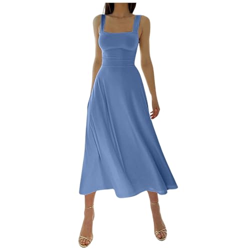 Damen Sommer Langes Kleid Ärmellose Boot Hals Korsett Bustier Einfarbig Midi Kleid Hochzeit Cocktail Nacht Aus Fließendem Vintage Maxi Kleid Party Cute Summer Dress von Bastwahl
