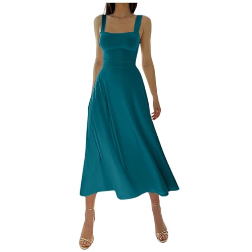 Damen Sommer Langes Kleid Ärmellose Boot Hals Korsett Bustier Einfarbig Midi Kleid Hochzeit Cocktail Nacht Aus Fließendem Vintage Maxi Kleid Party Cute Summer Dress von Bastwahl