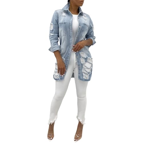 Dünne Sommerjacke Damen Knopfleiste Jeansjacke Kurze Leichte Jacke Basic Streetwear Jacken Lässige Blouson Jacke Country Konzert Outfits Übergangsjacke Zwei Front Und Seitentaschen Jeansjacke von Bastwahl