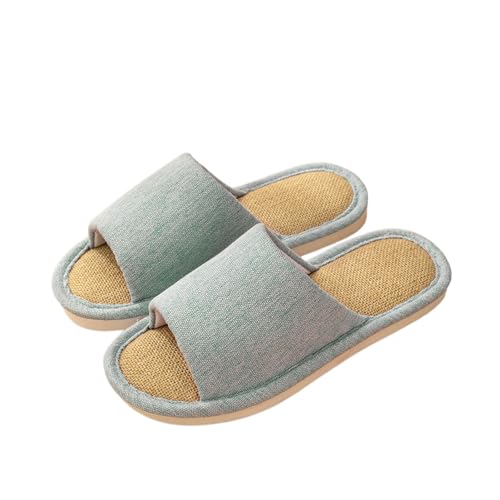 Hausschuhe Leinen Damen Herren Winter & Sommer - Atmungsaktive Baumwolle Material Atmungsaktiv Und Komfortabel Gästehausschuhe Hotel Home Spa Innenbereich Ideal Für Frühling Rutschfest Boho Slippers von Bastwahl