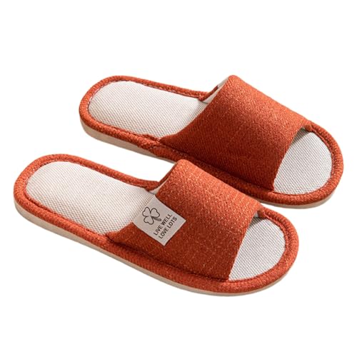 Hausschuhe Leinen Damen Herren Winter & Sommer - Atmungsaktive Baumwolle Material Atmungsaktiv Und Komfortabel Gästehausschuhe Hotel Home Spa Innenbereich Ideal Für Frühling Rutschfest Boho Slippers von Bastwahl