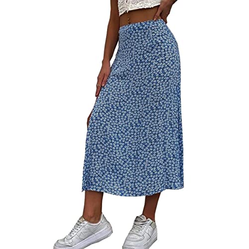Leicht Und Luftig Hohe Taille Röcke Damen Petite Sommerrock Blümchen Casualrock Lange Polka Dot Sommer Rock mit Schlitz Elegante A-Linien Freizeitrock Urlaub Rock mit Elasticher Rock von Bastwahl