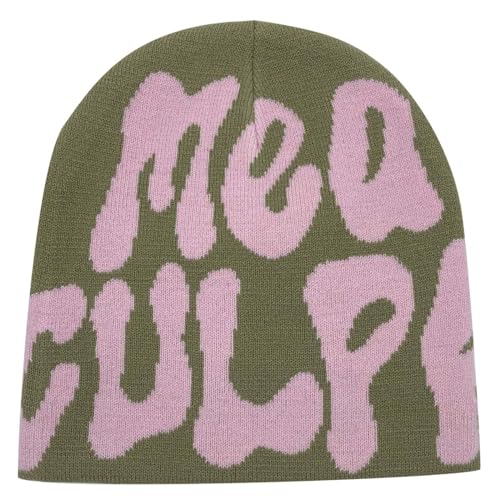 MEA Culpa Beanie - Y2k Beanie Mütze Herren Damen Teenager Y2k Cap Winter Knit Skater Beanie Mütze Hip Hop Strickmützen Baumwolle Spider MEA Culpa Printed Y2k Beanie Cap Hat Pink Harajuku Fashion von Bastwahl