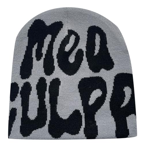 MEA Culpa Beanie - Y2k Beanie Mütze Herren Damen Teenager Y2k Cap Winter Knit Skater Beanie Mütze Hip Hop Strickmützen Baumwolle Spider MEA Culpa Printed Y2k Beanie Cap Hat Pink Harajuku Fashion von Bastwahl
