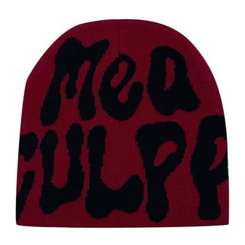 MEA Culpa Beanie - Y2k Beanie Mütze Herren Damen Teenager Y2k Cap Winter Knit Skater Beanie Mütze Hip Hop Strickmützen Baumwolle Spider MEA Culpa Printed Y2k Beanie Cap Hat Pink Harajuku Fashion von Bastwahl