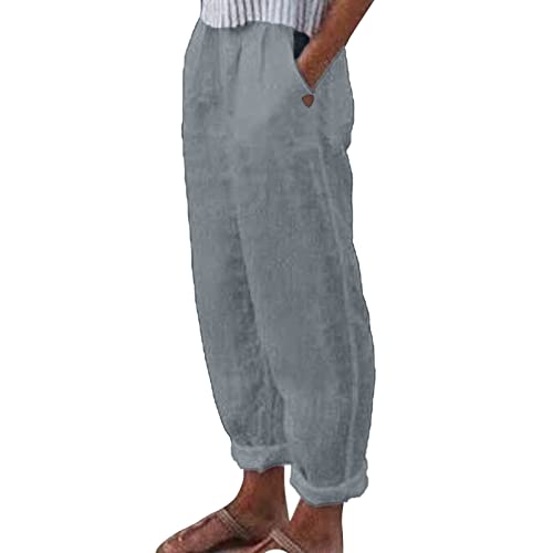 Musselin Hose Damen Lang Leichte Sommerhose - Leinenhose Freizeithose Stretch Baumwolle Elegant Haremshose Luftig Sommer Bequeme Stoffhose Grau M Musselin Hose Damen Lang Leichte Sommerhose - Leinenhose Freizeithose Stretch Baumwolle Elegant Haremshose Luftig Sommer Bequeme Stoffhose Grau M von Bastwahl
