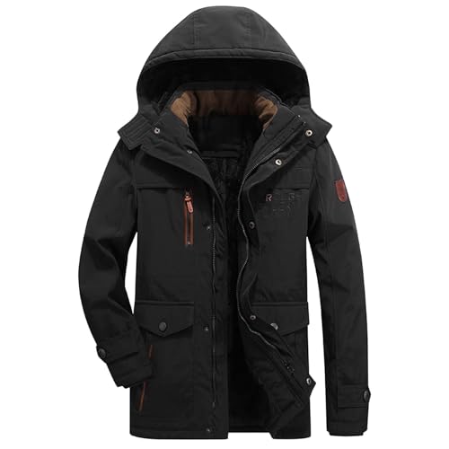 Parka Herren Bundeswehr Schwarz Mit Innenjacke Winter - Warme Winterjacke Teddyfutter Wintermantel Mit Kunstfell Kapuze Winterparka Outdoor Gefütterte Herrenjacke Steppjacke Jacke von Bastwahl