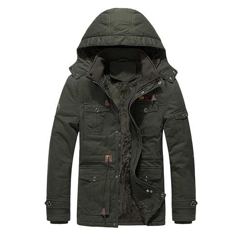 Parker Jacken Herren Militär Winter Bundeswehr Gefüttert - mit Futter und Abnehmbarer Kapuze Armee Jacke Winterjacke Teddyfutter Winterparka Herrenjacke Winddicht Wintermantel von Bastwahl