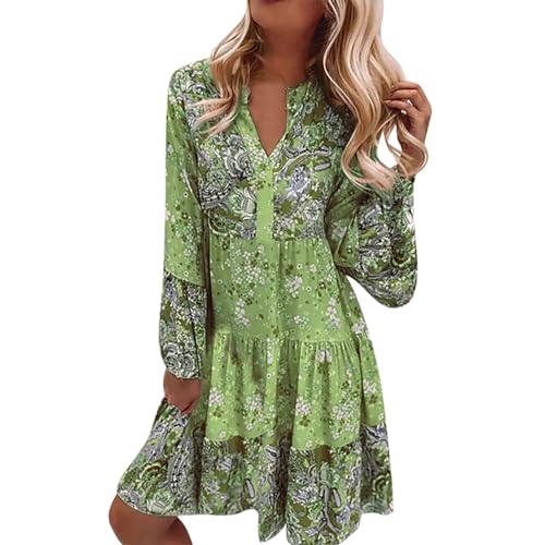Sommerkleid Damen Knielang Elegant Boho Blumenkleid Musselin ltalienische Strandkleider Midi Kurz Sommer Tunika Kleider Leicht Blusenkleid Mode Tunikakleid Freizeitkleider Luftige Carmen Stufenkleid von Bastwahl