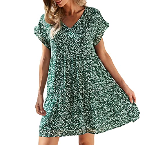 Sommerkleid Damen Knielang Elegant Boho Blumenkleid Musselin ltalienische Strandkleider Midi Kurz Sommer Tunika Kleider Leicht Blusenkleid Mode Tunikakleid Freizeitkleider Luftige Carmen Stufenkleid von Bastwahl