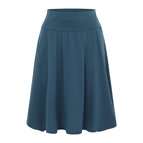 Sommerröcke Damen Leicht Und Luftig A-Linie Röcke Knielang Freizeitrock Casual Strandkleider Elastischer Yoga Rock Wickel Damenrock Luftige Bund Skirt von Bastwahl