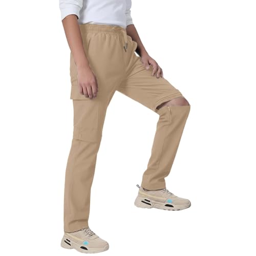 Wanderhose Kinder Unisex Jugend Mädchen 2-in-1 Zip Off Outdoorhose - Trekkinghose für Sommer Wasserdicht Regenhose Leicht Elastische Taille Softshellhose Schnelltrocknend Outdoor Arbeitshose von Bastwahl