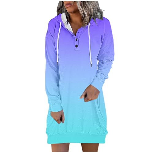 Bastwahl 2024 Langarm Sweatshirts Mit Kapuze Und Taschen Streetwear Print Weihnachtspullover Minikleid Oversized Pullover Kapuzenkleid Kapuzenpullover Lang Kleid Sweatkleid von Bastwahl