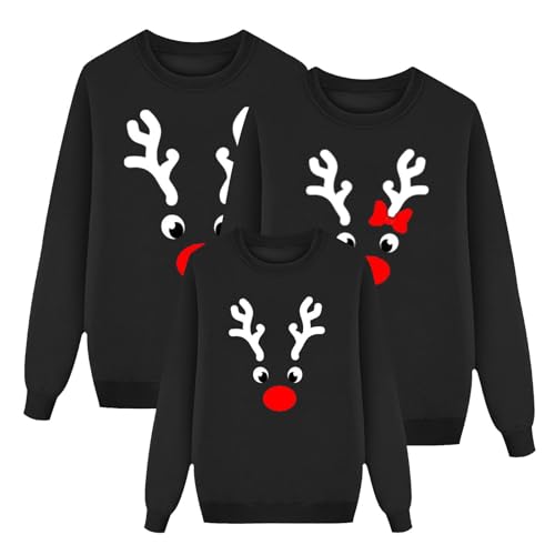 blitzangebote des tages, Weihnachtspullover Familie SetLustig Weihnachtspulli Ugly Christmas Sweater Rundhals mit Reindeer Unisex Weihnachts Pullover Pärchen Weihnachtsoutfit Damen Herren Kinder von Bastwahl