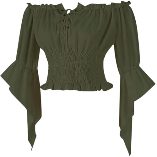 dirndl bluse damen langarm, Rüschenbluse Damen 70Er Langarm - Renaissance Top Mittelalter Bluse Trompetenärmel Off Shoulder Gothic Viktorianische Shirt Gürtel Pirate Halloween Karneval Kostüm dirndl bluse damen langarm, Rüschenbluse Damen 70Er Langarm - Renaissance Top Mittelalter Bluse Trompetenärmel Off Shoulder Gothic Viktorianische Shirt Gürtel Pirate Halloween Karneval Kostüm von Bastwahl