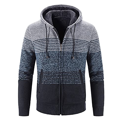 fleece pullover herren Hoodie Herren Reißverschluss Langarm Kapuzenjacke Baumwolle Hoodie mit Taschen Sportjacke Gefütterte Fell Hoodie Outdoor Winter Kapuze Regular Fit Sweatjacke von Bastwahl