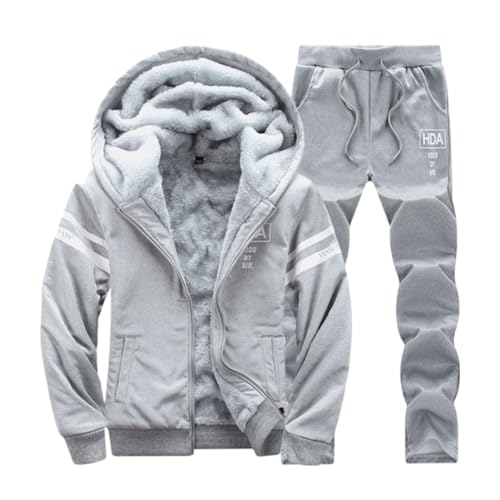 Trainingsanzug Herren Mit Fleece Gefütterte Baumwolle - Freizeitanzug Kapuzenpullover Und Jogginghose Warm Kuschelig Vliesjogginganzug Männer Sportanzug Set Tracksuit von Bastwahl