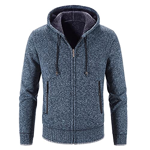 pullover & strickjacken für herren Hoodie Herren Reißverschluss Langarm Kapuzenjacke Baumwolle Hoodie mit Taschen Sportjacke Gefütterte Fell Hoodie Outdoor Winter Kapuze Regular Fit Sweatjacke von Bastwahl