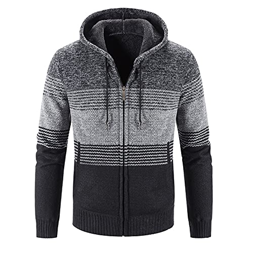 strickjacke herren Hoodie Herren Reißverschluss Langarm Kapuzenjacke Baumwolle Hoodie mit Taschen Sportjacke Gefütterte Fell Hoodie Outdoor Winter Kapuze Regular Fit Sweatjacke von Bastwahl