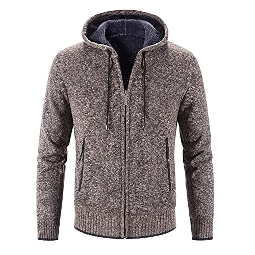 strickjacken für herren Hoodie Herren Reißverschluss Langarm Kapuzenjacke Baumwolle Hoodie mit Taschen Sportjacke Gefütterte Fell Hoodie Outdoor Winter Kapuze Regular Fit Sweatjacke von Bastwahl