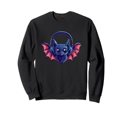 Schläger mit Kopfhörern Rocks The Night Sky für Erwachsene und Kinder Sweatshirt Schläger mit Kopfhörern Rocks The Night Sky für Erwachsene und Kinder Sweatshirt von Bat Headphones