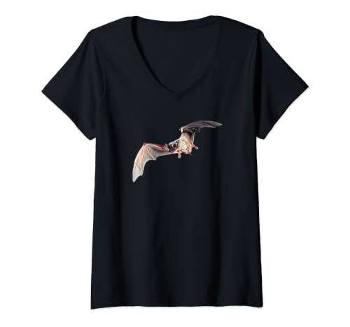 Damen Fledermaus nachtaktive Natur T-Shirt mit V-Ausschnitt von Bat nocturnal nature