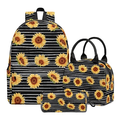 Batantec 3 x Rucksack mit Lunchtasche für Mädchen und Jungen (Sonnenblumengelb) von Batantec