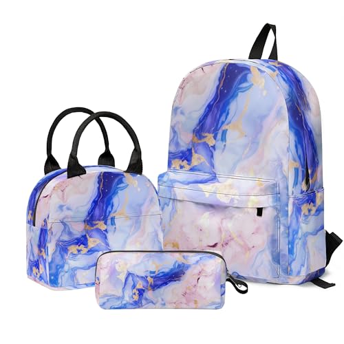 Schulrucksack für Jungen, Mädchen, Kinder, trendiger Rucksack für Grundschule, Mittelschule (Marmor-Lila) von Batantec