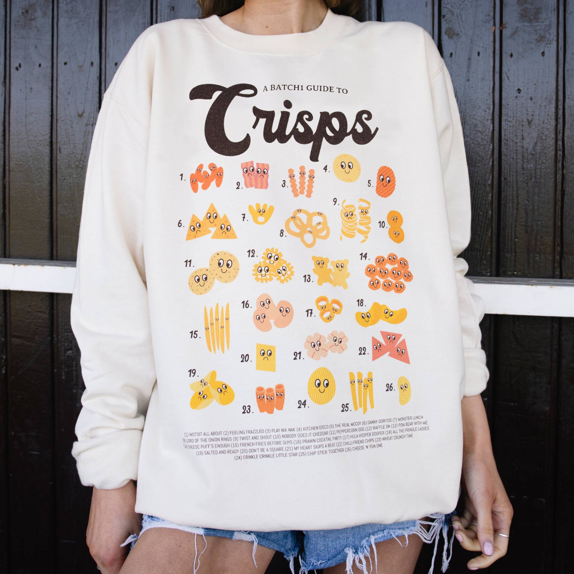 A Guide To Crisps Damen Grafik Sweatshirt von Batch1UK