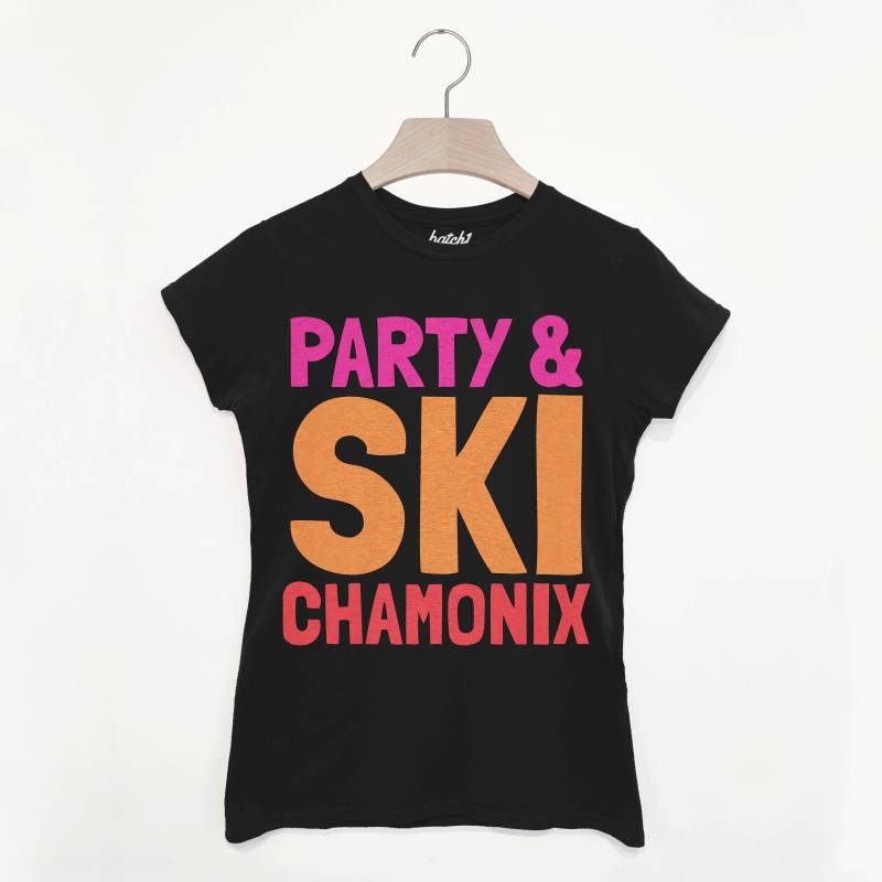 Chamonix Retro Damen Apres Ski Alpiner Slogan T-Shirt von Batch1UK