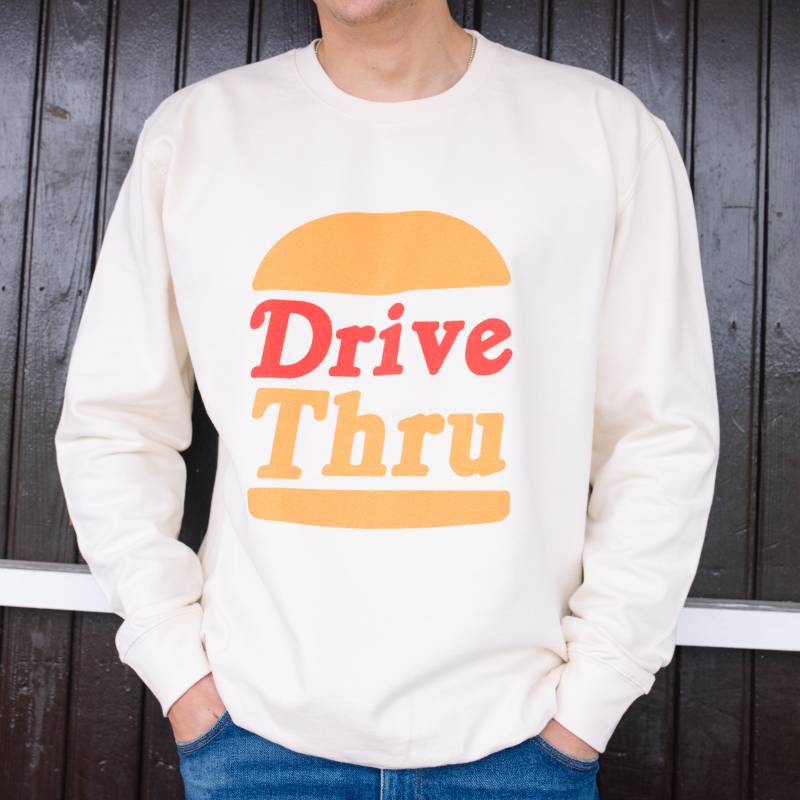 Drive Thru Herren Spruch Sweatshirt Mit Burger Grafik von Batch1UK