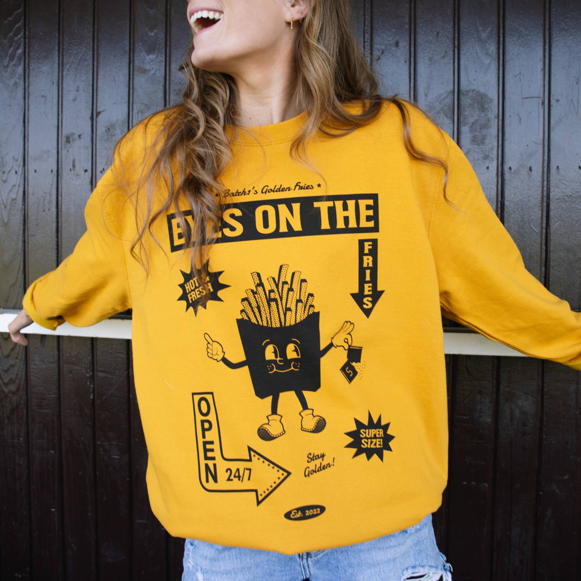 Eyes On The Fries Damen Grafik Sweatshirt von Batch1UK