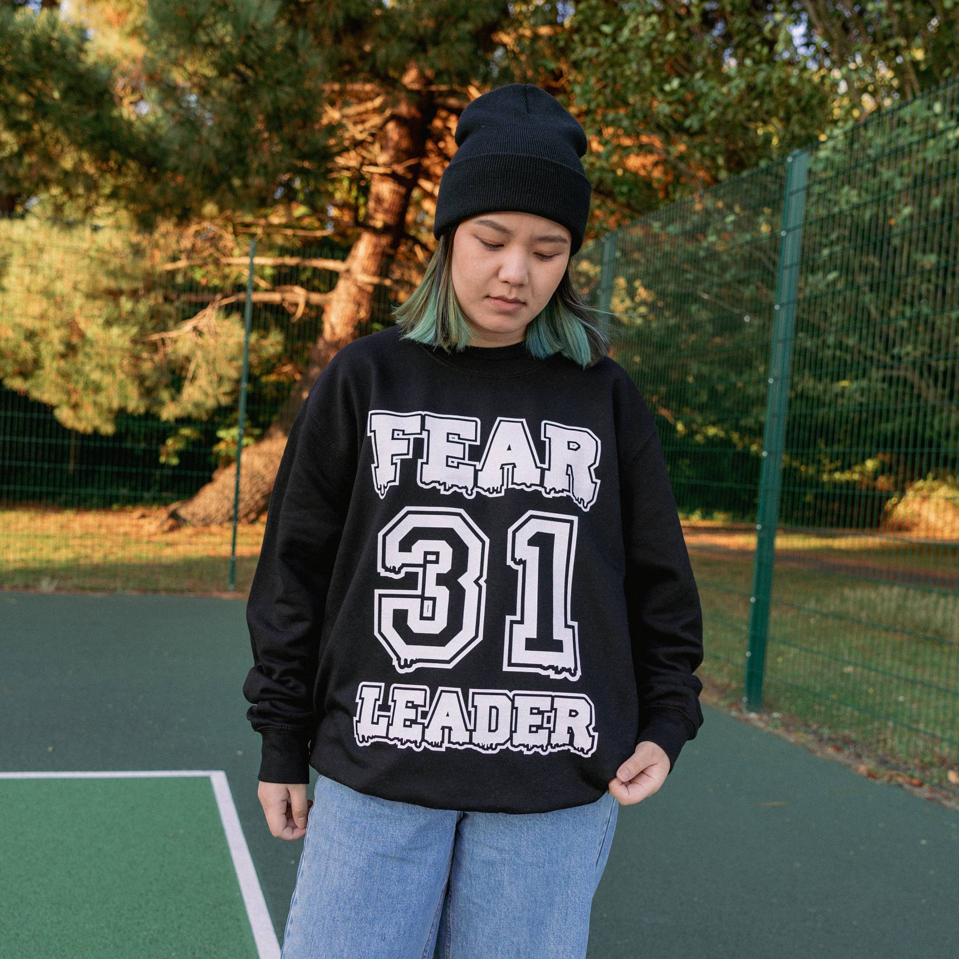 Fear Leader Damen Varsity Style Halloween Sweatshirt von Batch1UK