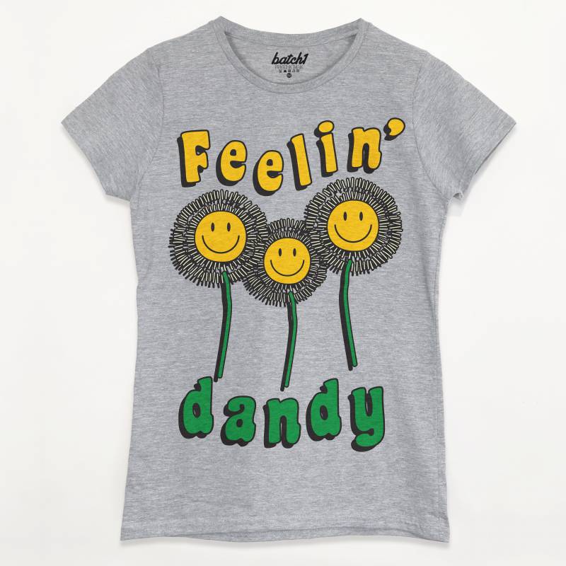 Feelin' Dandy Frauen Slogan T-Shirt in Grau von Batch1UK