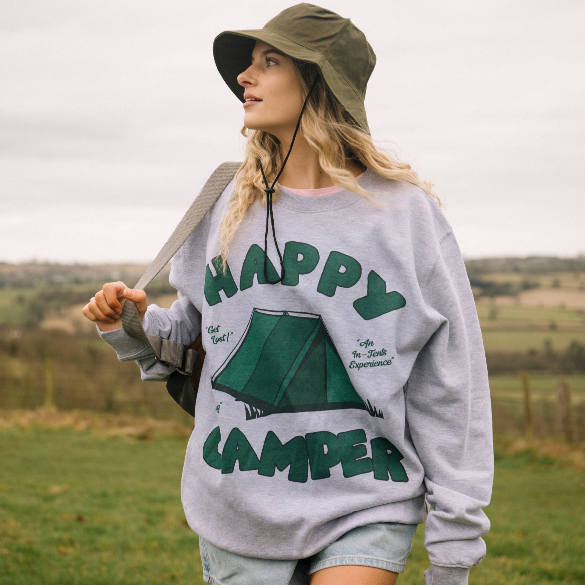 Happy Camper Damen Spruch Sweatshirt von Batch1UK