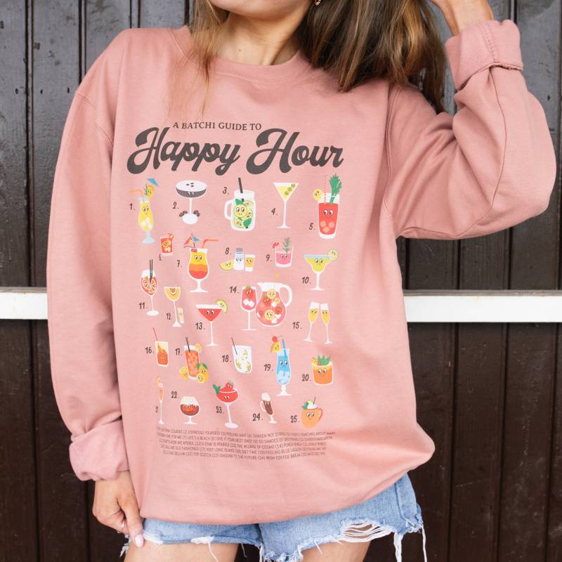 Happy Hour Damen Cocktail Guide Sweatshirt von Batch1UK