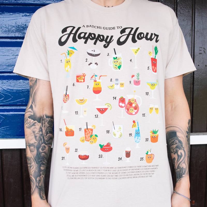 Happy Hour Männer Cocktail Guide T-Shirt von Batch1UK