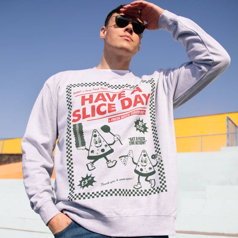 Have A Slice Day Herren Pizza Grafik Sweatshirt von Batch1UK