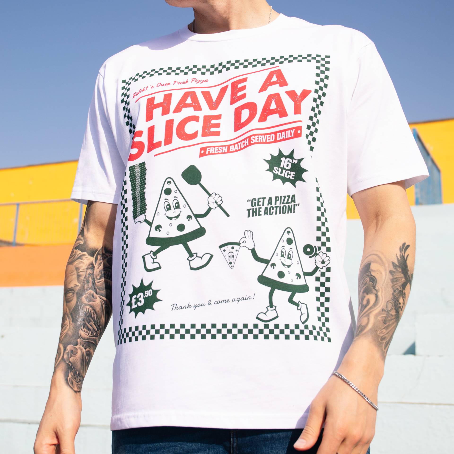 Have A Slice Day Herren Pizza Grafik T-Shirt von Batch1UK