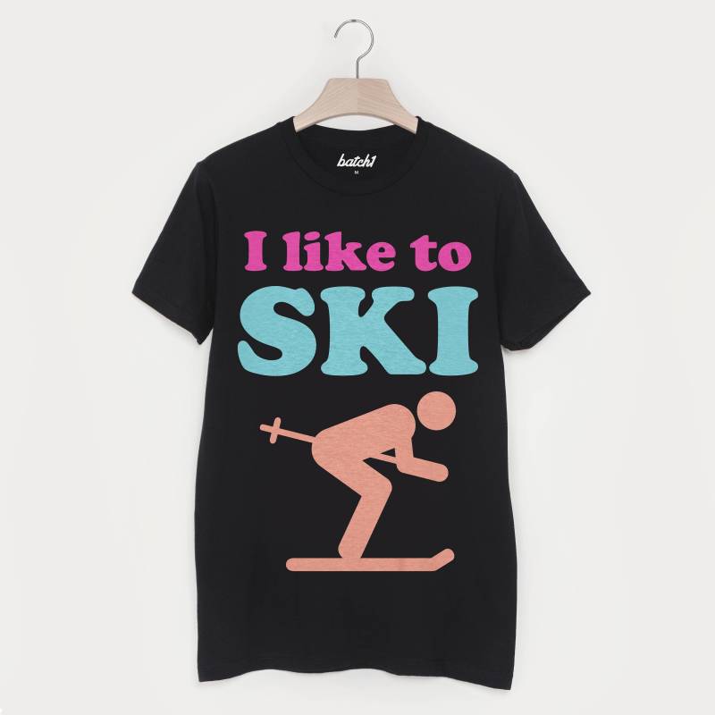 I Like To Ski - Männer Retro Après Snowboard Slogan T-Shirt von Batch1UK