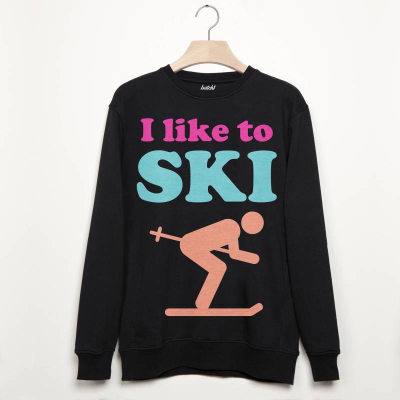 I Like To Ski - Winter Jumper Retro Après Snowboard Spruch Sweatshirt von Batch1UK