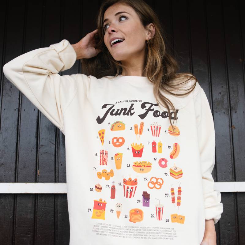 Junk Food Guide Damen Grafik Sweatshirt von Batch1UK