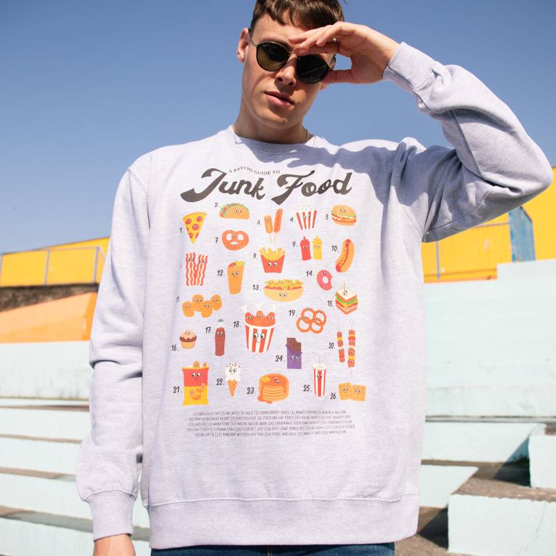 Junk Food Guide Herren Grafik Sweatshirt von Batch1UK
